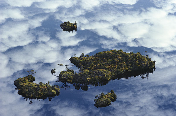 Islands and cloud reflections